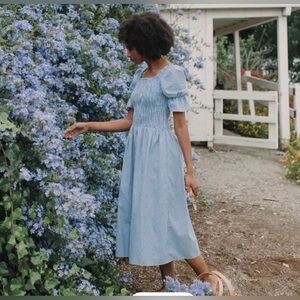 Damaris Bailey Azul Blue Gingham Midi Dress